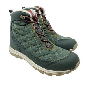 Keen Green Quilted KeenDry Waterproof Lace Up Boots Women's Sz 11 EUC Insulated